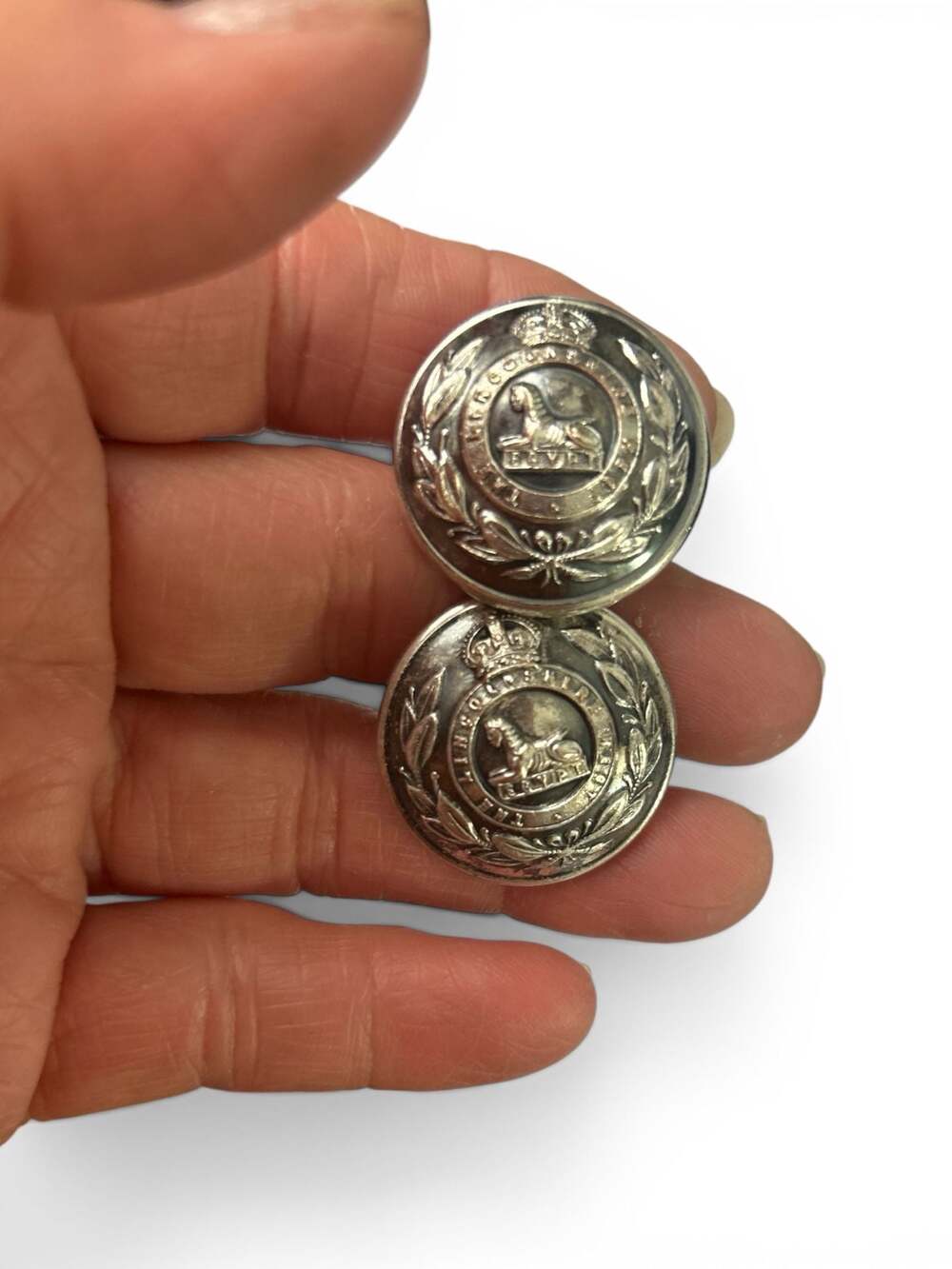 Vintage The Lincolnshire Regiment Herbert & Co. Military Button Cufflinks
